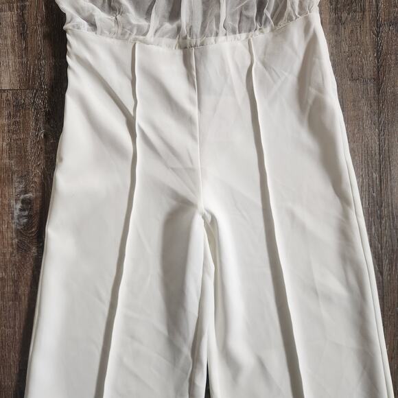 Retrofete White/Cream Jumpsuit Halter Open Back Silk Size Small Sample Wide Leg - Picture 3 of 11
